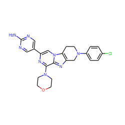 Nc1ncc(-c2cn3c4c(nc3c(N3CCOCC3)n2)CN(c2ccc(Cl)cc2)CC4)cn1 ZINC001772650733