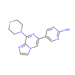 Nc1ncc(-c2cn3ccnc3c(N3CCOCC3)n2)cn1 ZINC000220909224