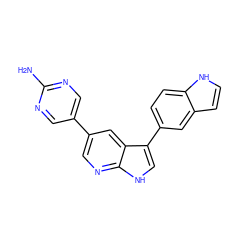 Nc1ncc(-c2cnc3[nH]cc(-c4ccc5[nH]ccc5c4)c3c2)cn1 ZINC000068243573