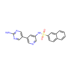 Nc1ncc(-c2cncc(NS(=O)(=O)c3ccc4ccccc4c3)c2)cn1 ZINC000073169145