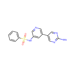 Nc1ncc(-c2cncc(NS(=O)(=O)c3ccccc3)c2)cn1 ZINC000073167224