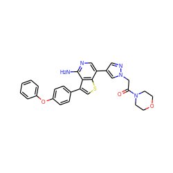 Nc1ncc(-c2cnn(CC(=O)N3CCOCC3)c2)c2scc(-c3ccc(Oc4ccccc4)cc3)c12 ZINC000473113359