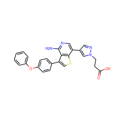 Nc1ncc(-c2cnn(CCC(=O)O)c2)c2scc(-c3ccc(Oc4ccccc4)cc3)c12 ZINC000473113737