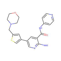 Nc1ncc(-c2csc(CN3CCOCC3)c2)cc1C(=O)Nc1ccncc1 ZINC000150038711