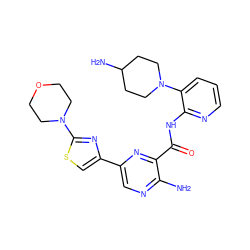 Nc1ncc(-c2csc(N3CCOCC3)n2)nc1C(=O)Nc1ncccc1N1CCC(N)CC1 ZINC001772655528