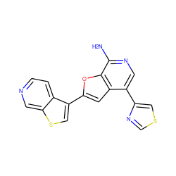 Nc1ncc(-c2cscn2)c2cc(-c3csc4cnccc34)oc12 ZINC000096282227