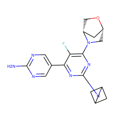 Nc1ncc(-c2nc(N3CC4CC3C4)nc(N3C[C@@H]4C[C@H]3CO4)c2F)cn1 ZINC000653760509