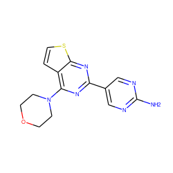 Nc1ncc(-c2nc(N3CCOCC3)c3ccsc3n2)cn1 ZINC000073389767