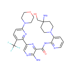 Nc1ncc(-c2nc(N3CCOCC3)ccc2C(F)(F)F)nc1C(=O)Nc1ncccc1N1CCC(N)(CO)CC1 ZINC001772642856