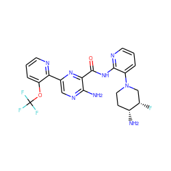 Nc1ncc(-c2ncccc2OC(F)(F)F)nc1C(=O)Nc1ncccc1N1CC[C@@H](N)[C@@H](F)C1 ZINC001772610394