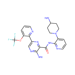 Nc1ncc(-c2ncccc2OC(F)(F)F)nc1C(=O)Nc1ncccc1N1CCC(N)CC1 ZINC001772649269