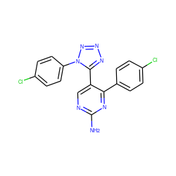 Nc1ncc(-c2nnnn2-c2ccc(Cl)cc2)c(-c2ccc(Cl)cc2)n1 ZINC000000721439