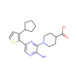 Nc1ncc(-c2sccc2C2CCCC2)nc1N1CCC(C(=O)O)CC1 ZINC000064453798