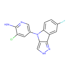 Nc1ncc(-n2c3ccc(F)cc3c3n[nH]cc32)cc1Cl ZINC000653856856