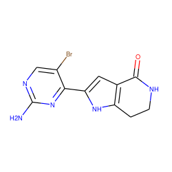 Nc1ncc(Br)c(-c2cc3c([nH]2)CCNC3=O)n1 ZINC000028970317