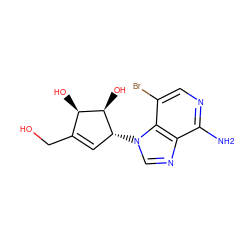 Nc1ncc(Br)c2c1ncn2[C@@H]1C=C(CO)[C@@H](O)[C@H]1O ZINC000084687599