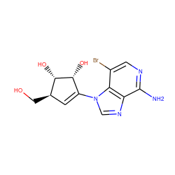 Nc1ncc(Br)c2c1ncn2C1=C[C@@H](CO)[C@H](O)[C@@H]1O ZINC000653770044