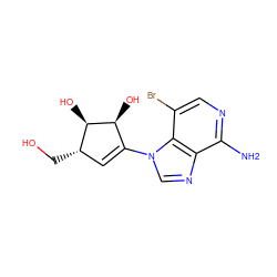 Nc1ncc(Br)c2c1ncn2C1=C[C@H](CO)[C@@H](O)[C@H]1O ZINC000653771421