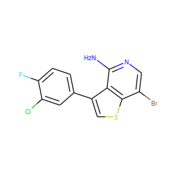 Nc1ncc(Br)c2scc(-c3ccc(F)c(Cl)c3)c12 ZINC000028884759