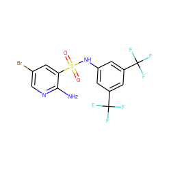 Nc1ncc(Br)cc1S(=O)(=O)Nc1cc(C(F)(F)F)cc(C(F)(F)F)c1 ZINC000015942000