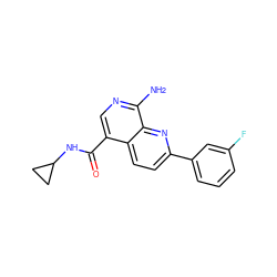 Nc1ncc(C(=O)NC2CC2)c2ccc(-c3cccc(F)c3)nc12 ZINC000143268948