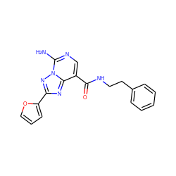 Nc1ncc(C(=O)NCCc2ccccc2)c2nc(-c3ccco3)nn12 ZINC000299826605