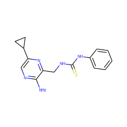 Nc1ncc(C2CC2)nc1CNC(=S)Nc1ccccc1 ZINC000071294698