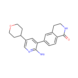 Nc1ncc(C2CCOCC2)cc1-c1ccc2c(c1)CCNC2=O ZINC001772651646