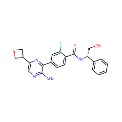 Nc1ncc(C2COC2)nc1-c1ccc(C(=O)N[C@H](CO)c2ccccc2)c(F)c1 ZINC001772643951