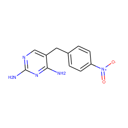 Nc1ncc(Cc2ccc([N+](=O)[O-])cc2)c(N)n1 ZINC000013726673