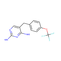 Nc1ncc(Cc2ccc(OC(F)(F)F)cc2)c(N)n1 ZINC000013726717