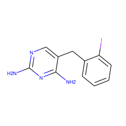 Nc1ncc(Cc2ccccc2I)c(N)n1 ZINC000013781587