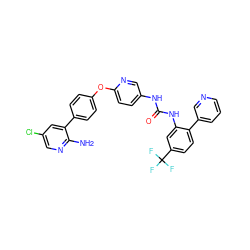 Nc1ncc(Cl)cc1-c1ccc(Oc2ccc(NC(=O)Nc3cc(C(F)(F)F)ccc3-c3cccnc3)cn2)cc1 ZINC000221114721