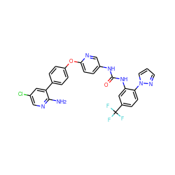 Nc1ncc(Cl)cc1-c1ccc(Oc2ccc(NC(=O)Nc3cc(C(F)(F)F)ccc3-n3cccn3)cn2)cc1 ZINC001772620446