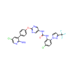 Nc1ncc(Cl)cc1-c1ccc(Oc2ncc(NC(=O)Nc3cc(Cl)ccc3-n3ccc(C(F)(F)F)n3)cn2)cc1 ZINC000221190922