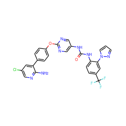 Nc1ncc(Cl)cc1-c1ccc(Oc2ncc(NC(=O)Nc3ccc(C(F)(F)F)cc3-n3cccn3)cn2)cc1 ZINC000221140083