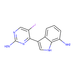 Nc1ncc(I)c(-c2c[nH]c3c(N)cccc23)n1 ZINC000072109680