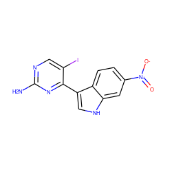 Nc1ncc(I)c(-c2c[nH]c3cc([N+](=O)[O-])ccc23)n1 ZINC000072109909