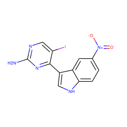 Nc1ncc(I)c(-c2c[nH]c3ccc([N+](=O)[O-])cc23)n1 ZINC000072109908