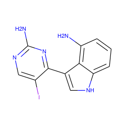 Nc1ncc(I)c(-c2c[nH]c3cccc(N)c23)n1 ZINC000072108064