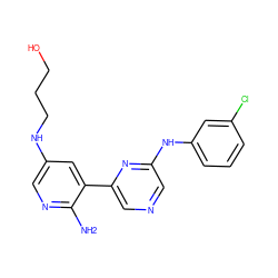 Nc1ncc(NCCCO)cc1-c1cncc(Nc2cccc(Cl)c2)n1 ZINC000013648432