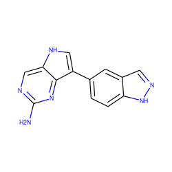 Nc1ncc2[nH]cc(-c3ccc4[nH]ncc4c3)c2n1 ZINC000045338971