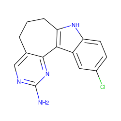 Nc1ncc2c(n1)-c1c([nH]c3ccc(Cl)cc13)CCC2 ZINC000095588767