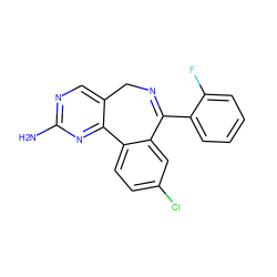 Nc1ncc2c(n1)-c1ccc(Cl)cc1C(c1ccccc1F)=NC2 ZINC000000008740