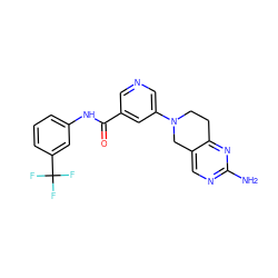 Nc1ncc2c(n1)CCN(c1cncc(C(=O)Nc3cccc(C(F)(F)F)c3)c1)C2 ZINC000169710111