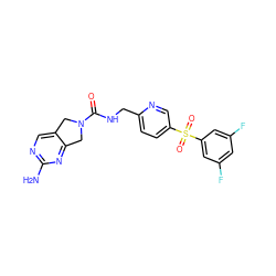 Nc1ncc2c(n1)CN(C(=O)NCc1ccc(S(=O)(=O)c3cc(F)cc(F)c3)cn1)C2 ZINC001772603461