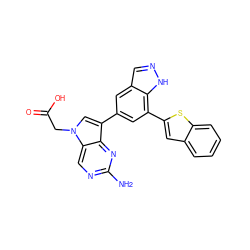 Nc1ncc2c(n1)c(-c1cc(-c3cc4ccccc4s3)c3[nH]ncc3c1)cn2CC(=O)O ZINC000045367454