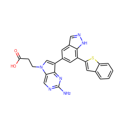 Nc1ncc2c(n1)c(-c1cc(-c3cc4ccccc4s3)c3[nH]ncc3c1)cn2CCC(=O)O ZINC000045348371