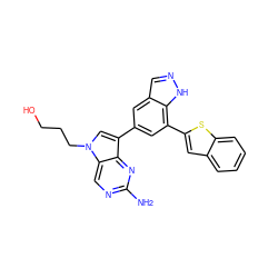 Nc1ncc2c(n1)c(-c1cc(-c3cc4ccccc4s3)c3[nH]ncc3c1)cn2CCCO ZINC000045336692