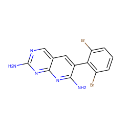 Nc1ncc2cc(-c3c(Br)cccc3Br)c(N)nc2n1 ZINC000013862907